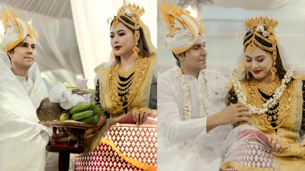 বিয়েতে মণিপুরীর সাবেকি সাজে রণদীপ, সোনায় মোড়া লিন