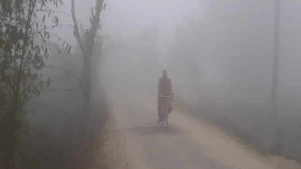 ফাগুনেও ঘন কুয়াশার আবরণে তেঁতুলিয়া