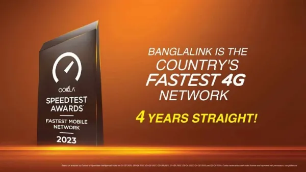 দেশের ‘সবচেয়ে দ্রুতগতির মোবাইল নেটওয়ার্ক’র স্বীকৃতি পেল বাংলালিংক