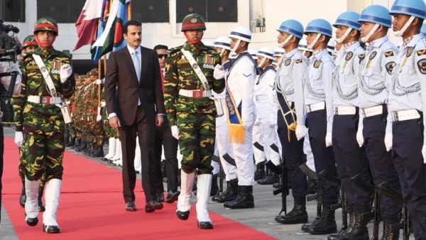 কাতারের আমিরকে লালগালিচা অভ্যর্থনা, সফরসূচিতে যা থাকছে