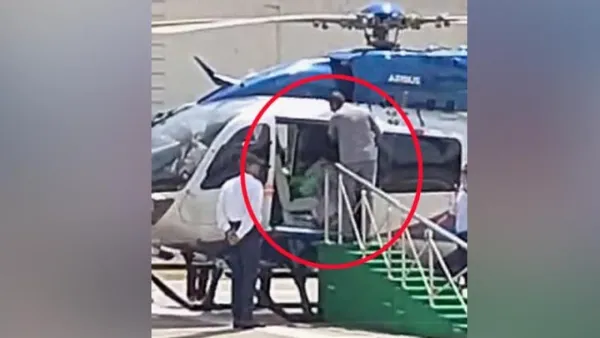 হেলিকপ্টারে বসতে গিয়ে পড়ে গেলেন মমতা