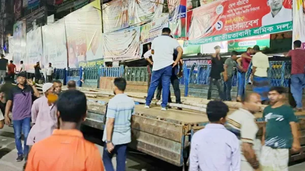 দুপুরে বিএনপির সমাবেশ, রাতেই তৈরি মঞ্চ