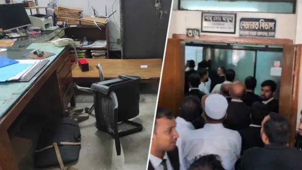 রিমান্ড শুনানিতে কামরুলকে ‘সালাম’, নাজিরের কার্যালয় ভাঙচুর