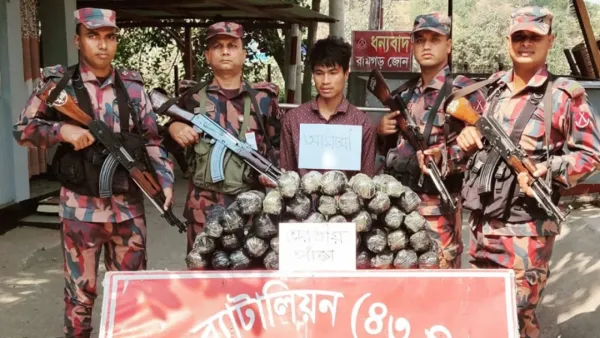 সীমান্ত থেকে ২৫ কেজি গাঁজাসহ যুবক আটক