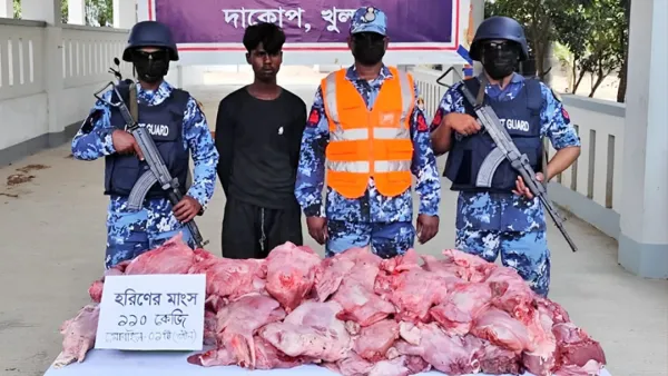 সুন্দরবন থেকে ১১০ কেজি হরিণের মাংসসহ শিকারি আটক