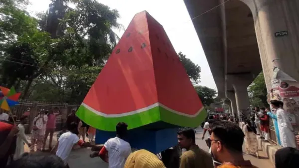 আনন্দ শোভাযাত্রায় ফিলিস্তিনের প্রতি সংহতি