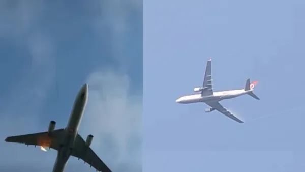 বিমানের ইঞ্জিনে আগুন, কী ঘটেছিল (ভিডিও)