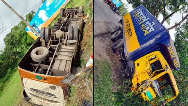 কাভার্ডভ্যানের সঙ্গে সংঘর্ষে বাস খাদে, বাবা-ছেলেসহ নিহত ৩ 