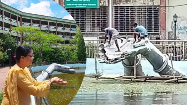 ভেঙে ফেলা হচ্ছে মুনমুনের হাতের মুদ্রা অবয়বে নির্মিত সেই ভাস্কর্যটি