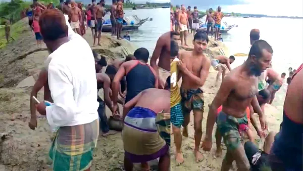 কপোতাক্ষ নদের বেড়িবাঁধে ফাটল, লোকালয়ে ঢুকছে পানি