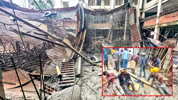 বাঁশ-রশি দিয়ে হল নির্মাণ, ছাদ ধসে আহত ১১