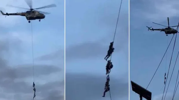 হেলিকপ্টারের দড়িতে ঝুলে পালিয়েছেন নেপালের মন্ত্রীরা