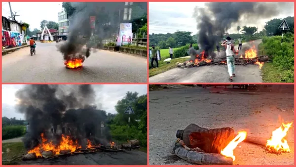 খাগড়াছড়িতে সড়ক অবরোধ চলছে