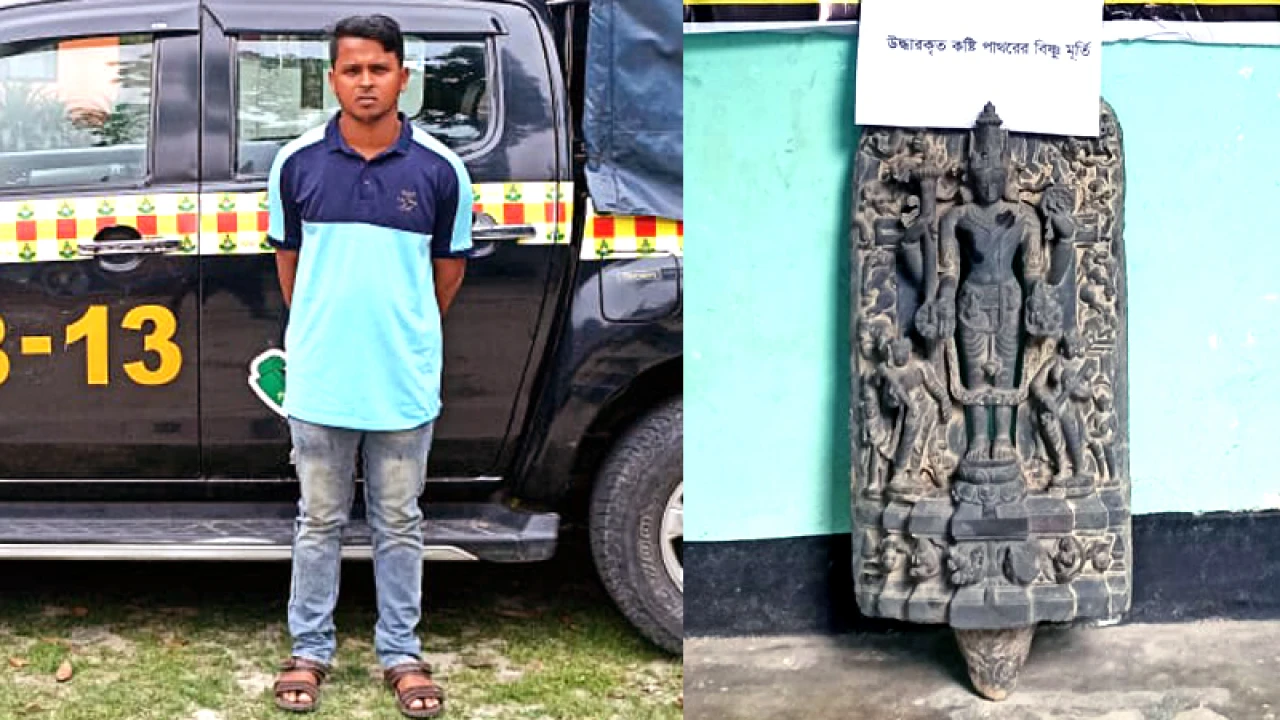 দেড় কোটি টাকা মূল্যের কষ্টি পাথরের মূর্তিসহ যুবক আটক