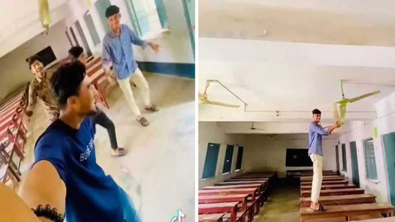 বিদায়ের দিন স্কুলের আসবাবপত্র ভাঙচুর করে টিকটক