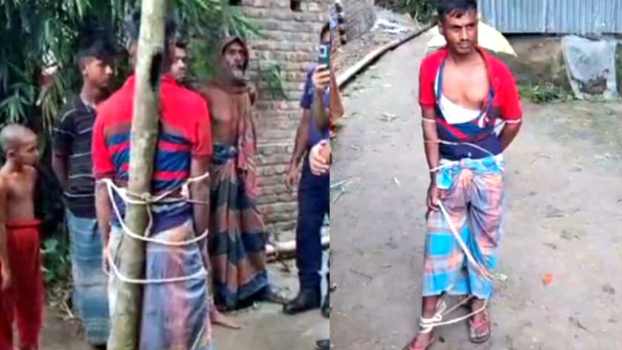 পাওনা টাকা না পেয়ে শ্বশুরকে গাছে বেঁধে পেটালেন যুবক