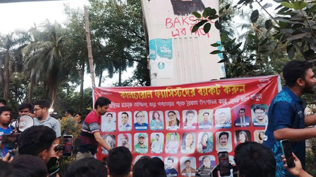 ‘কালচারাল ফ্যাসিস্ট’ হিসেবে যাদের করা হলো প্রতীকী জুতাপেটা