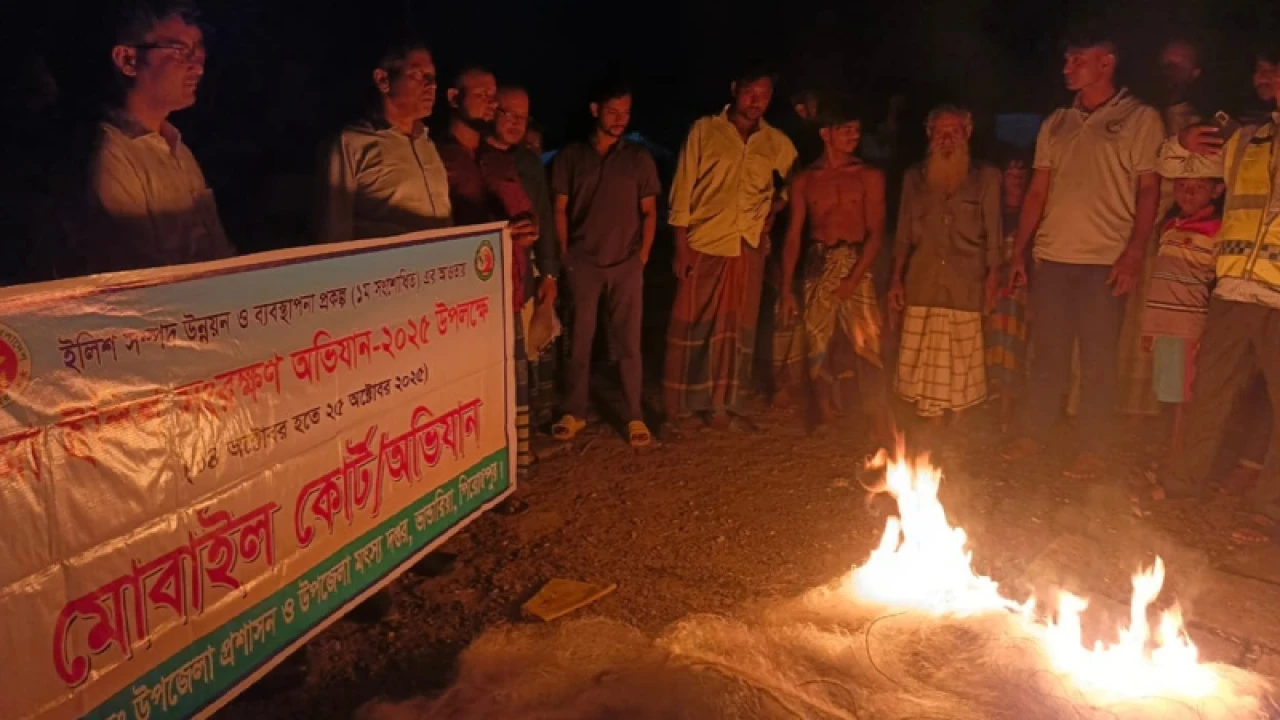 সাড়ে ৩ লাখ টাকার নিষিদ্ধ জাল ধ্বংস, ২ জেলের কারাদণ্ড