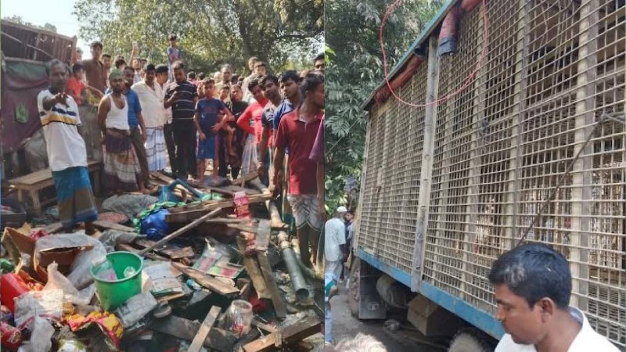 মহাসড়কে দোকানের ওপর উঠে গেল কাভার্ডভ্যান, নিহত ১