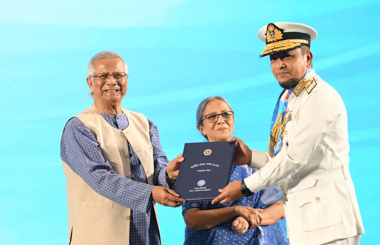 রাজধানীর চীন মৈত্রী সম্মেলন কেন্দ্রে জাতীয় মৎস্য সপ্তাহ-২০২৫ এর উদ্বোধনী অনুষ্ঠানে প্রধান উপদেষ্টা অধ্যাপক ড. মুহাম্মদ ইউনূস। ছবি: প্রেস উইং